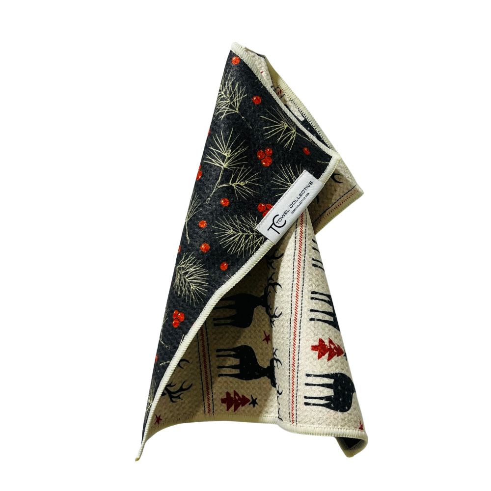 Reindeer & Pine | Waffle Weave Microfiber Towels Kitchen & Bath Hand Towels Reversible Hand Towel | Towel Collective | Cody, WY