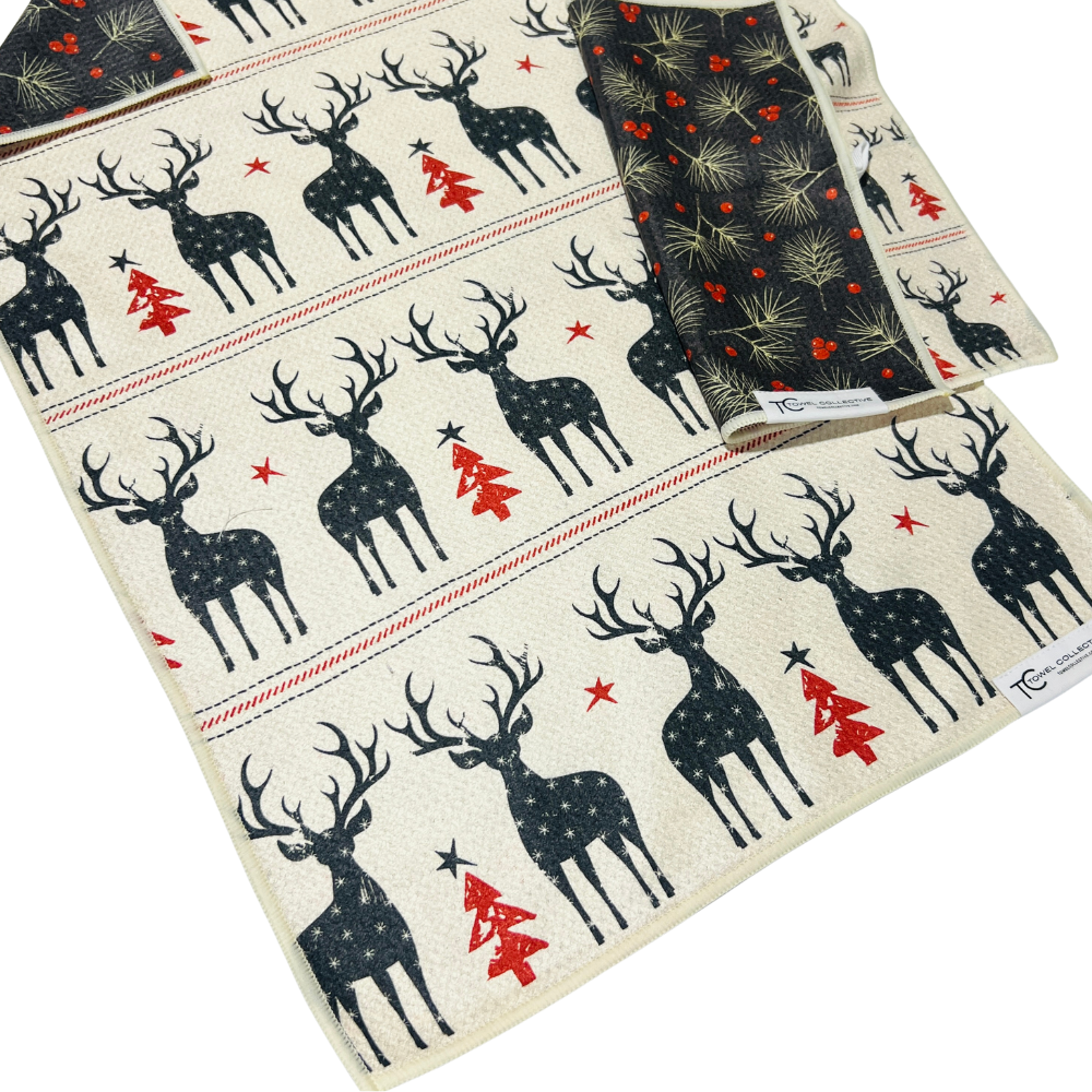 Reindeer & Pine | Waffle Weave Microfiber Towels Kitchen & Bath Hand Towels Reversible Hand Towel | Towel Collective | Cody, WY