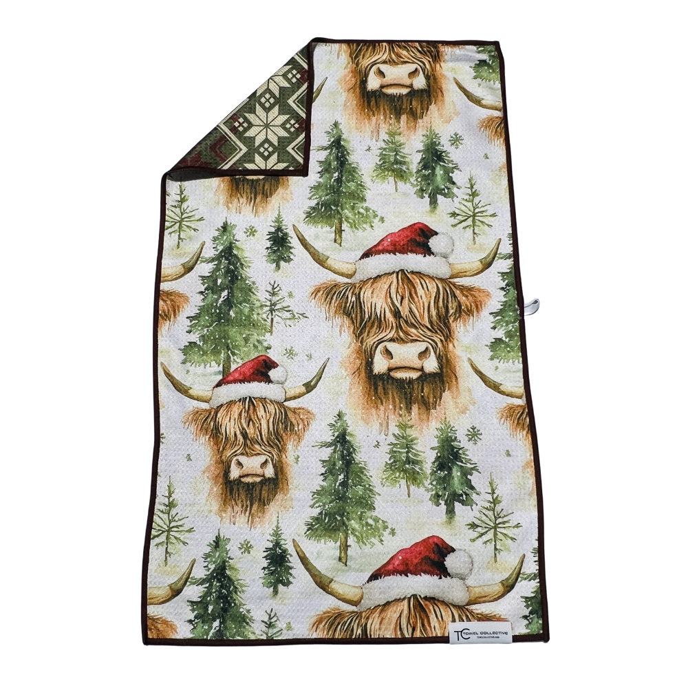 Highland Holiday | Waffle Weave Microfiber Towels Kitchen & Bath Hand Towels Reversible Hand Towel | Towel Collective | Cody, WY